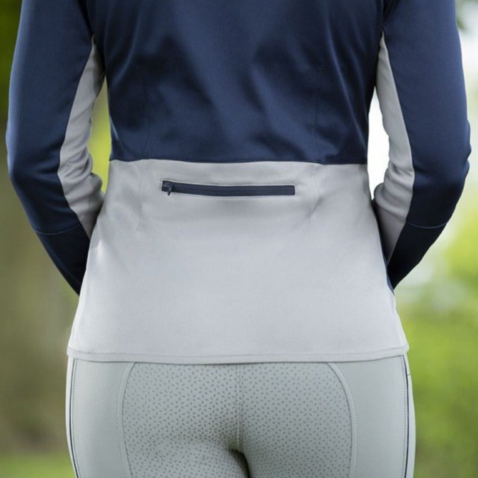 Veste softshell pour les cavalières HKM Equilibrio marine portée arrière
