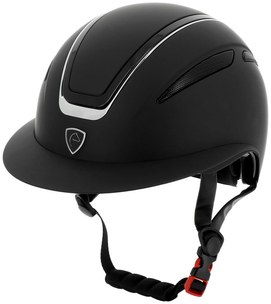 Casque d'équitation Equithème Agris visière large noir argenté