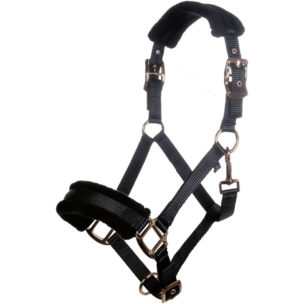 Licol Rosegold Glamour Style HKM poney Noir/or rose