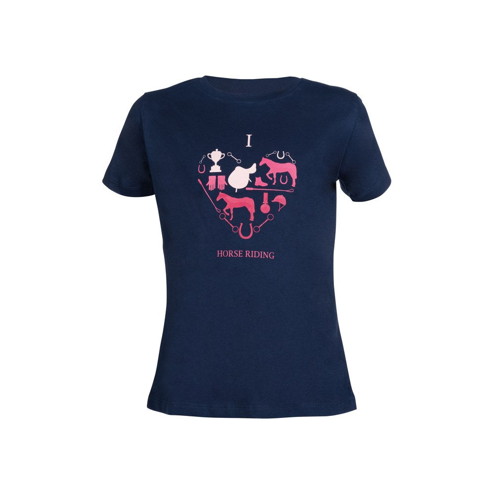 T-shirt d'équitation enfant I love horse riding Bleu foncé