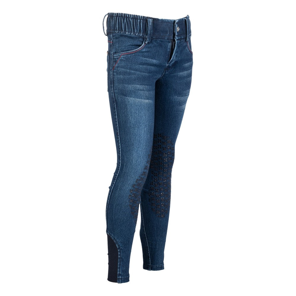 Pantalon d'équitation enfant Aymee Denim – basanes silicone Bleu foncé