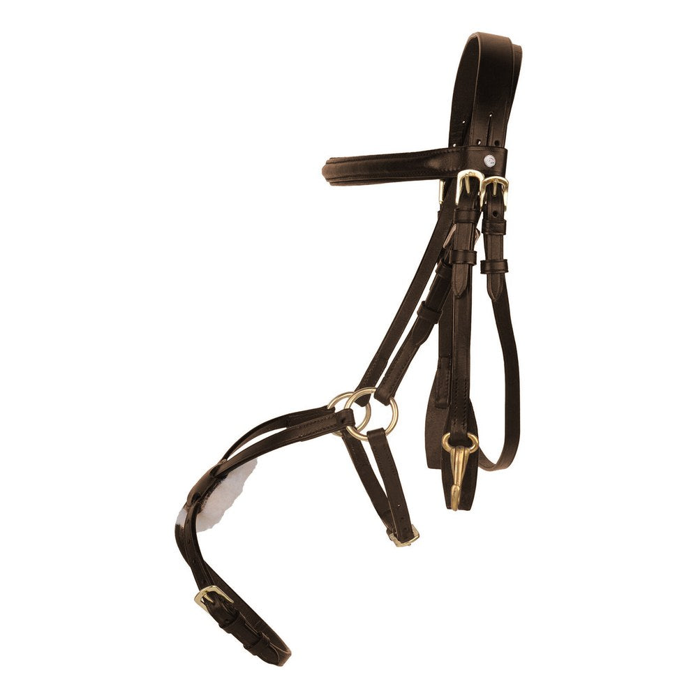 Bridon Mexican Style renforcé, mouton HKM poney Brun