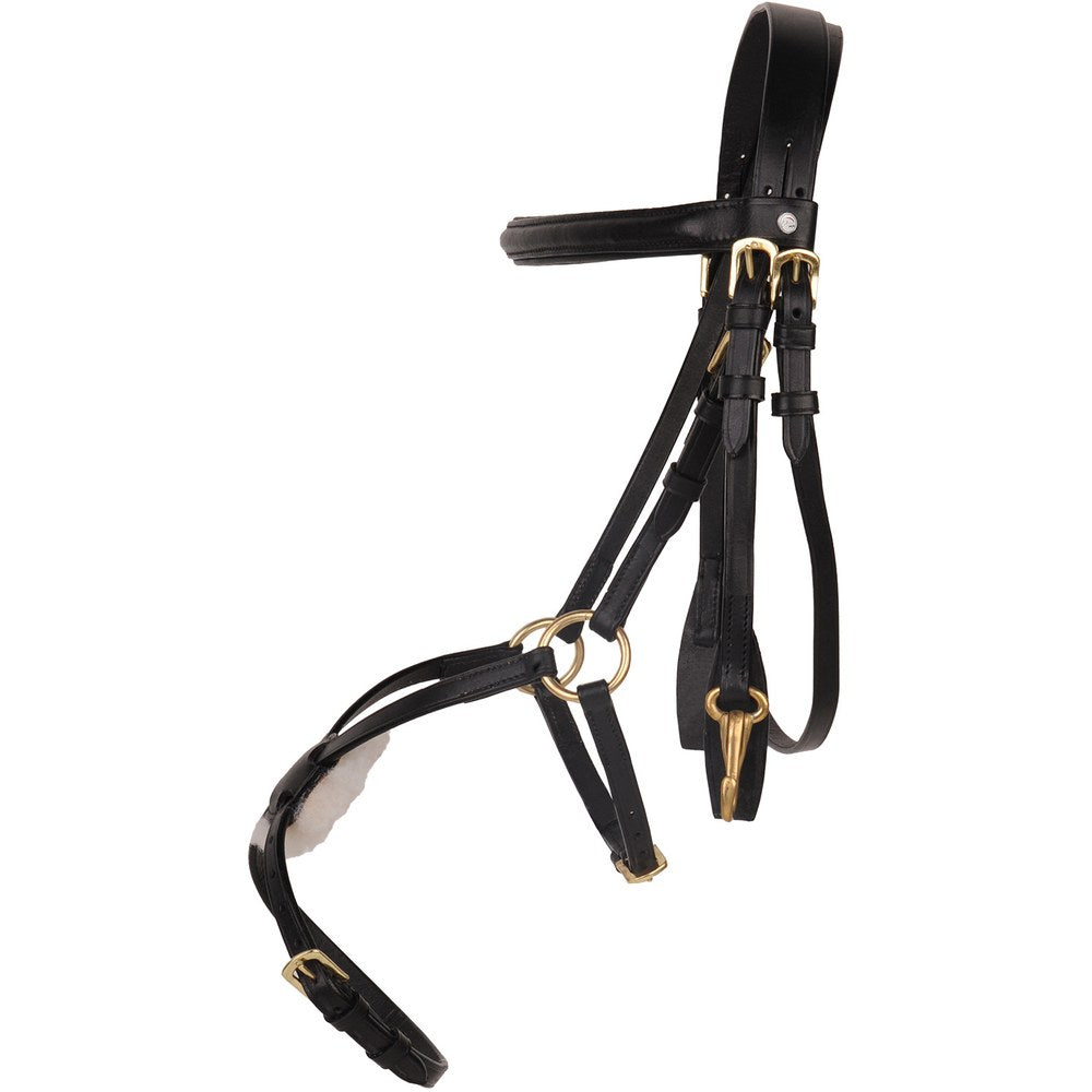 Bridon Mexican Style renforcé, mouton HKM poney Noir