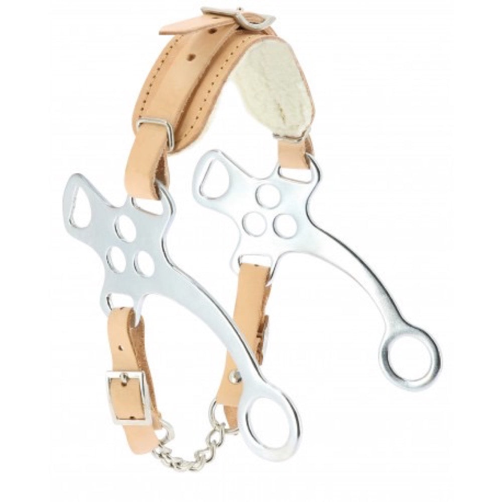 Muserolle de hackamore en cuir doublée mouton Feeling