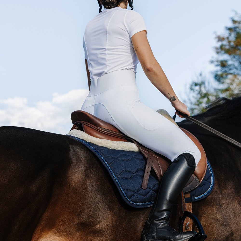 Legging Je t'aime Equithème - Flora Blanc porté