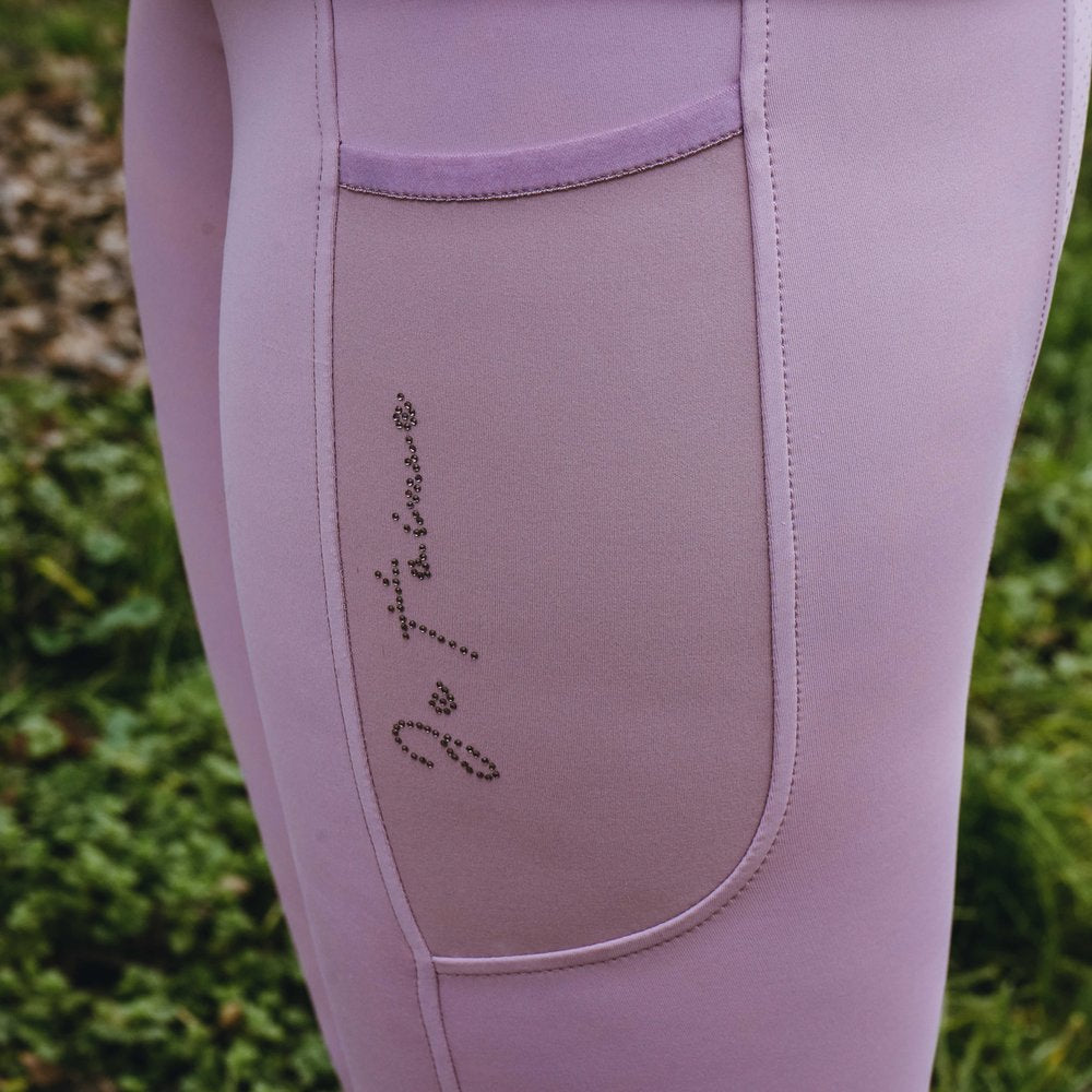 Legging Je t'aime Equithème - Flora Mauve porté