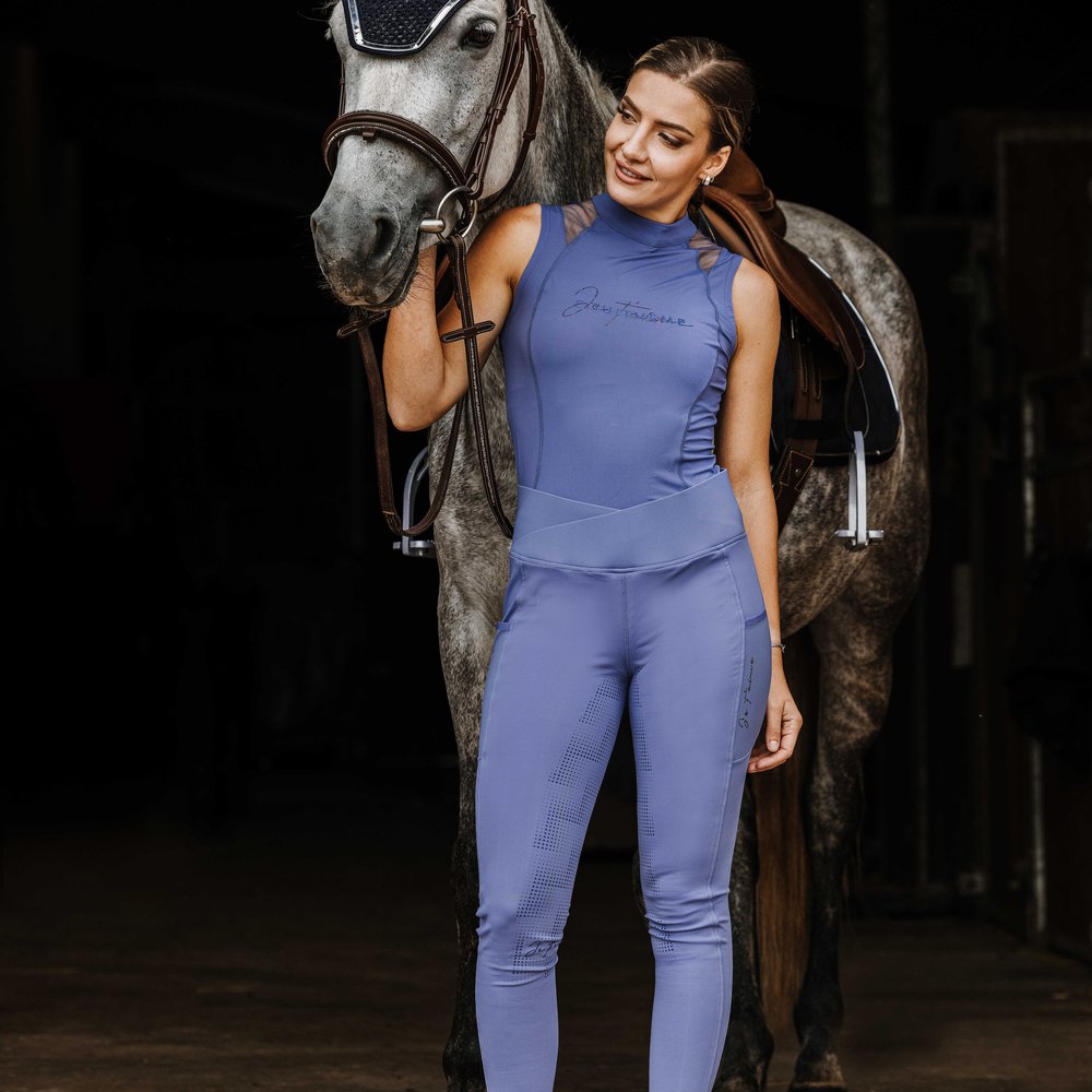 Legging Je t'aime Equithème - Flora Violet porté