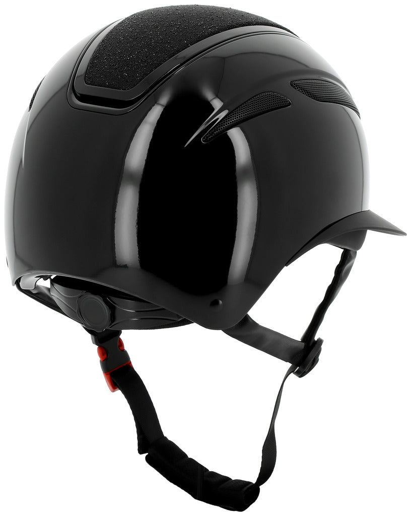 Casque EQUITHEME "AGRIS", visière large Noir brillant céleste