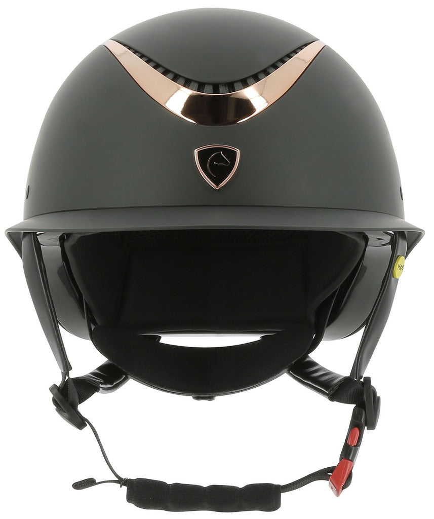 Casque Equithème noir mat avec insert Rose Gold