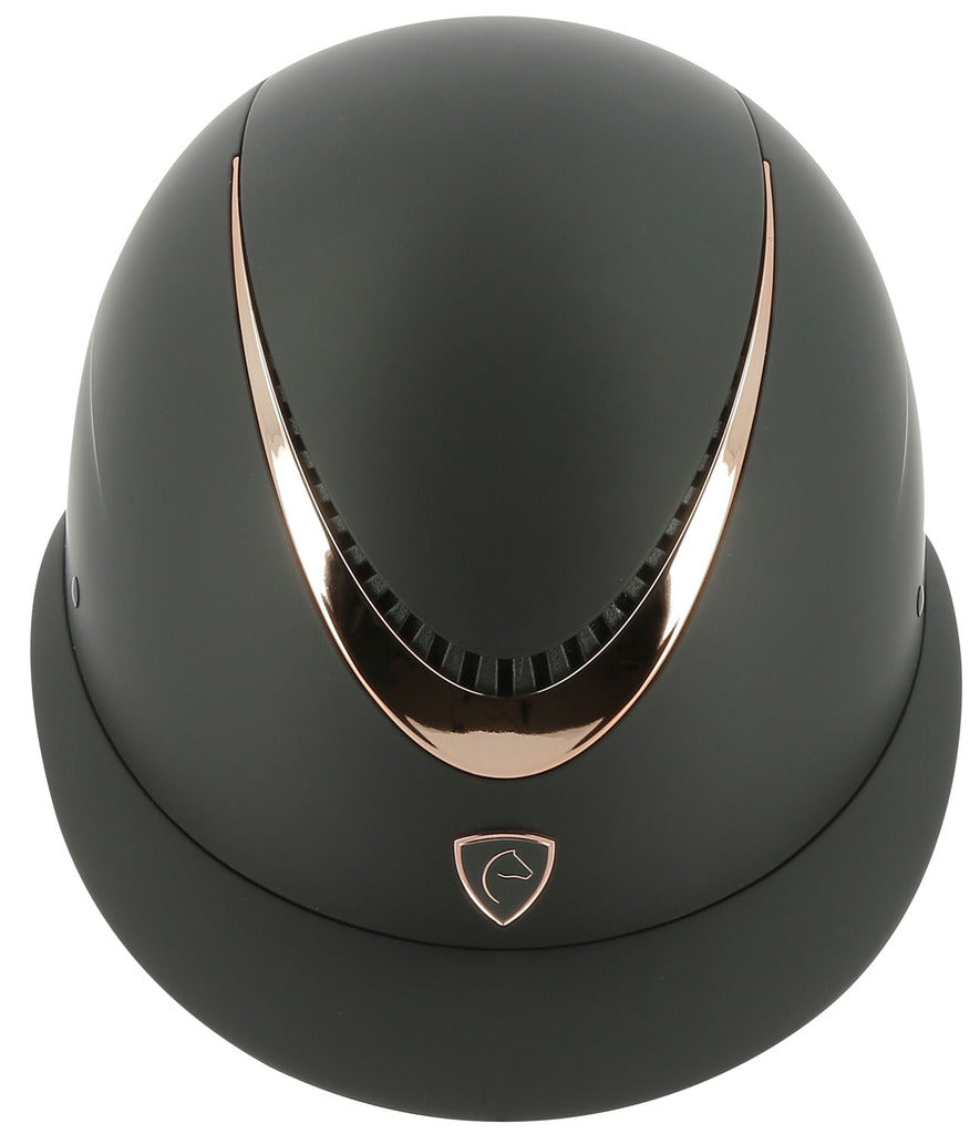 Casque Equithème noir mat avec insert Rose Gold