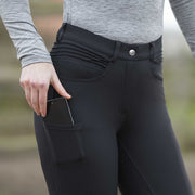 Pantalon d'équitation pour femmes du 34 au 44 HKM Rosewood full grip doublé polaire noir