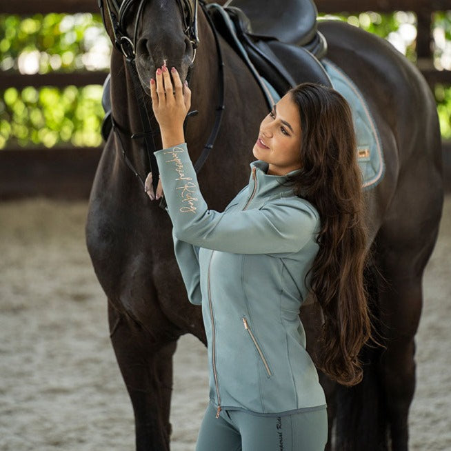 Sweat zippé pour femmes du XS au XXL Imperial Riding Sporty Sparks vert d'eau