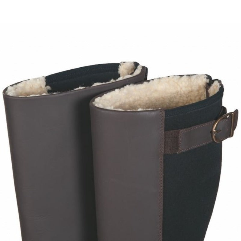 Bottes en cuir doublée de fourrure synthétique pour cavalières HKM Glasgow marron détail 