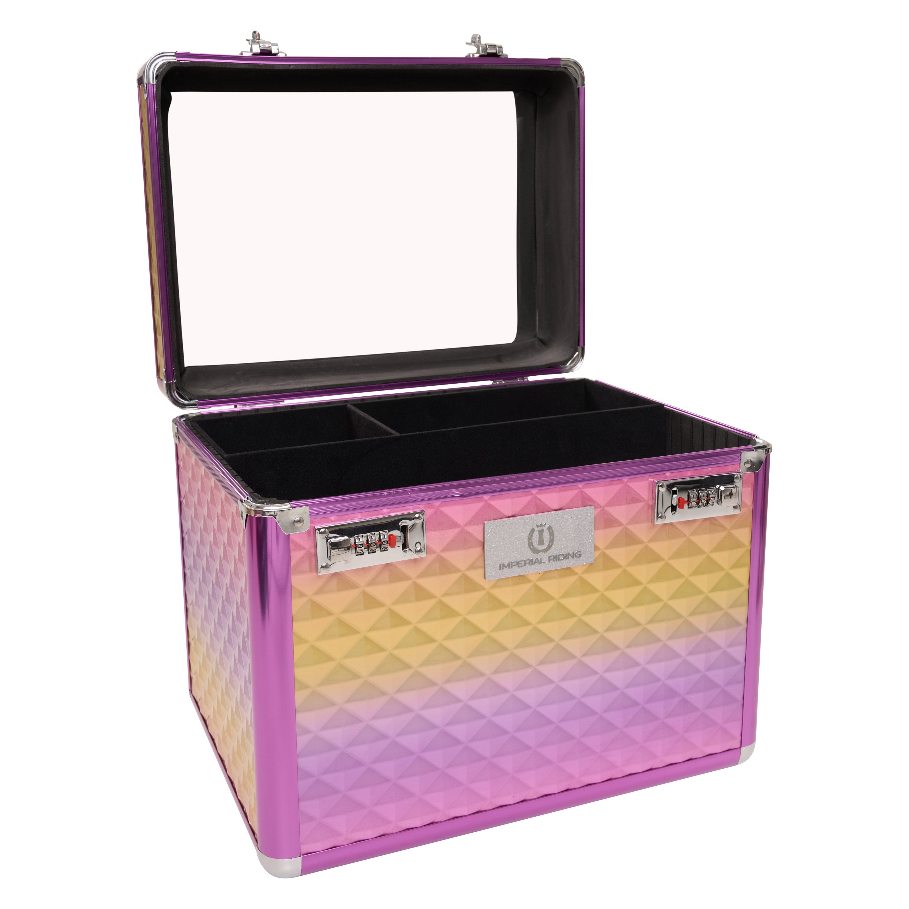 Boîte de pansage Imperial Riding Shiny multicolore ouverte avec miroir