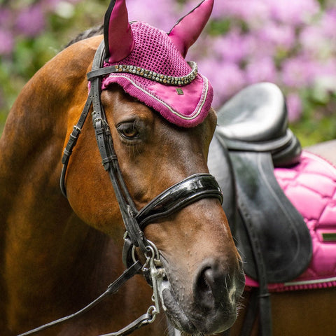 Bonnet anti-mouches pour chevaux Imperial Riding Lovely framboise
