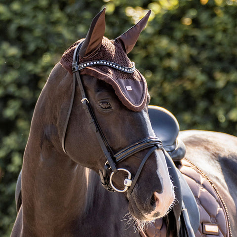 Bonnet anti-mouches pour chevaux Imperial Riding Lovely marron