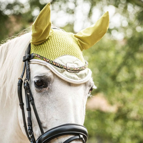 Bonnet anti-mouches pour poneys et chevaux HKM Edinburgh vert pistache