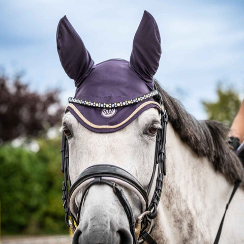 Bonnet anti-mouches pour poneys et chevaux HKM Lavender Bay violet