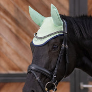 Bonnet anti-mouches pour poneys et chevaux HKM Monaco menthe porté