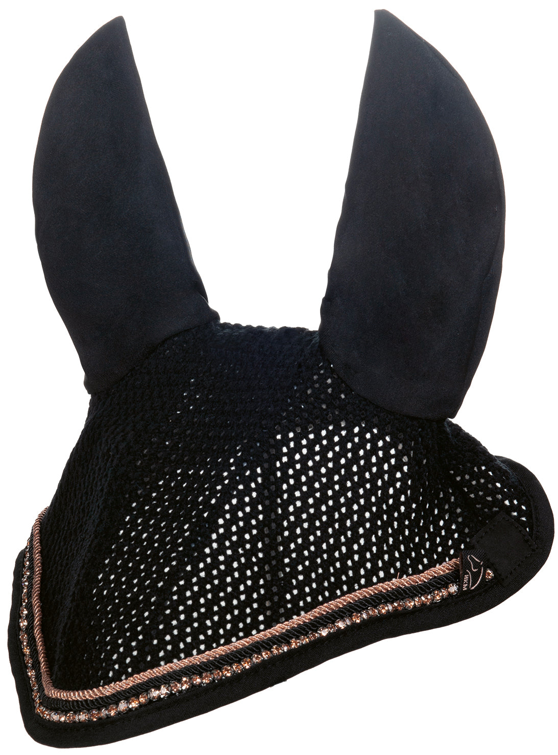 Bonnet de travail pour poneys et chevaux HKM Glamour noir avec détails rosegold