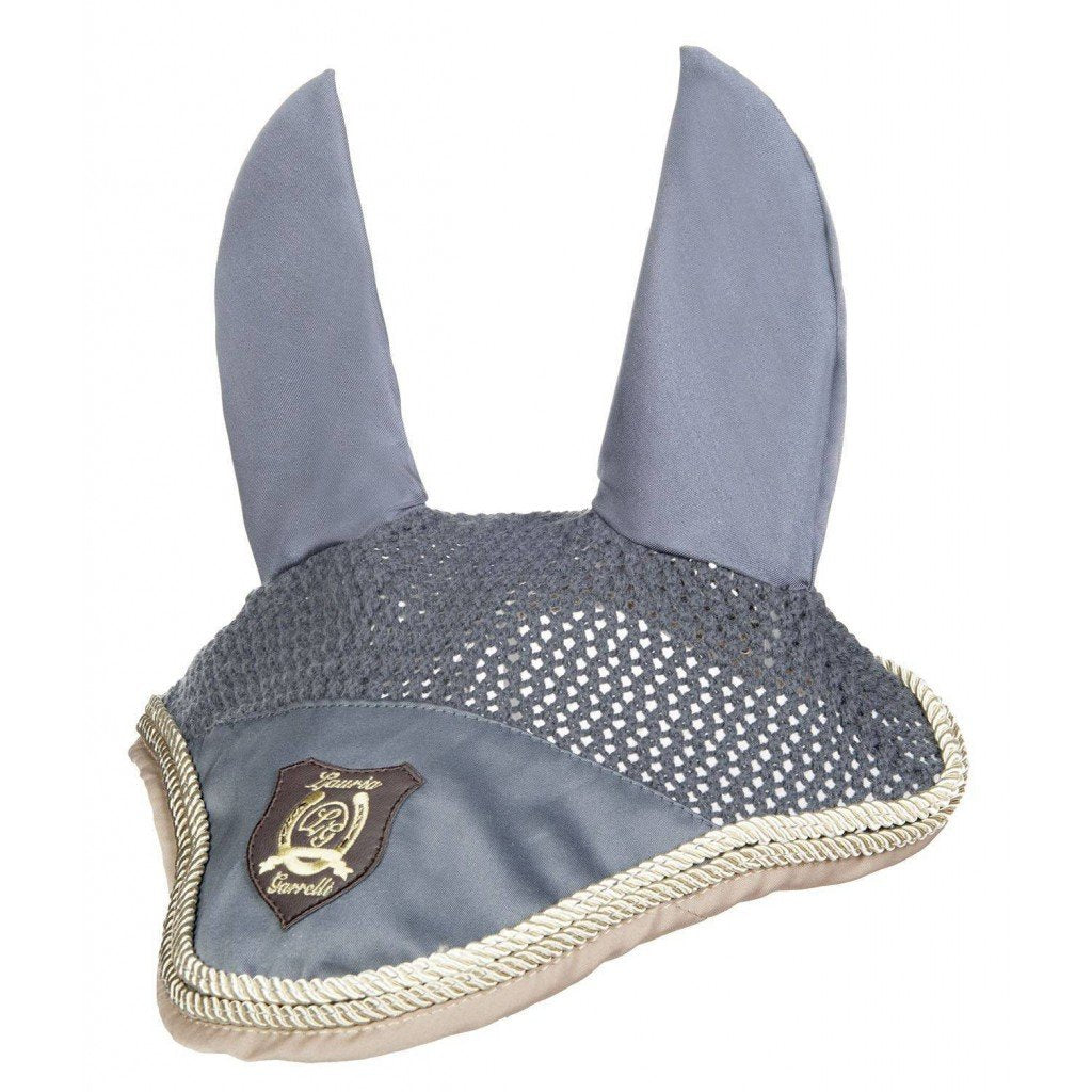 Bonnet anti-mouches en taille poney, cob ou cheval HKM Golden Gate gris