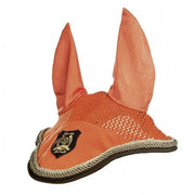 Bonnet anti-mouches en taille poney, cob ou cheval HKM Golden Gate orange