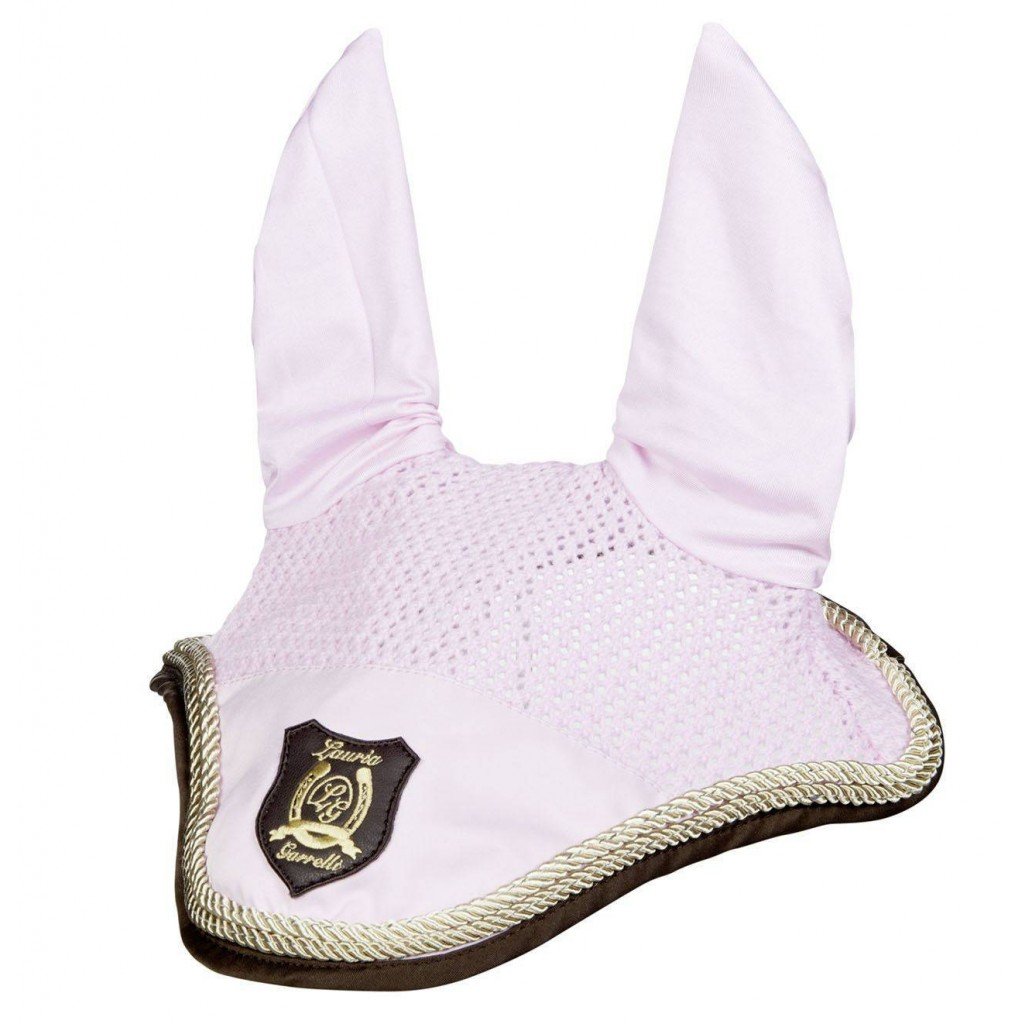 Bonnet anti-mouches en taille poney, cob ou cheval HKM Golden Gate rose