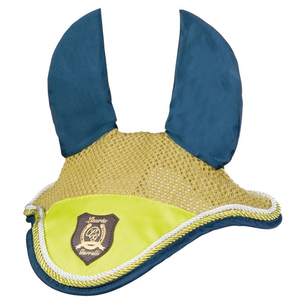 Bonnet anti-mouches en taille poney, cob ou cheval HKM Golden Gate vert anis