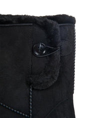 Boots fourrées et imperméables pour enfants et adultes HKM Davos Star noires détail bouton et revers en fourrure