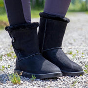 Boots fourrées et imperméables pour enfants et adultes HKM Davos Star noires portées