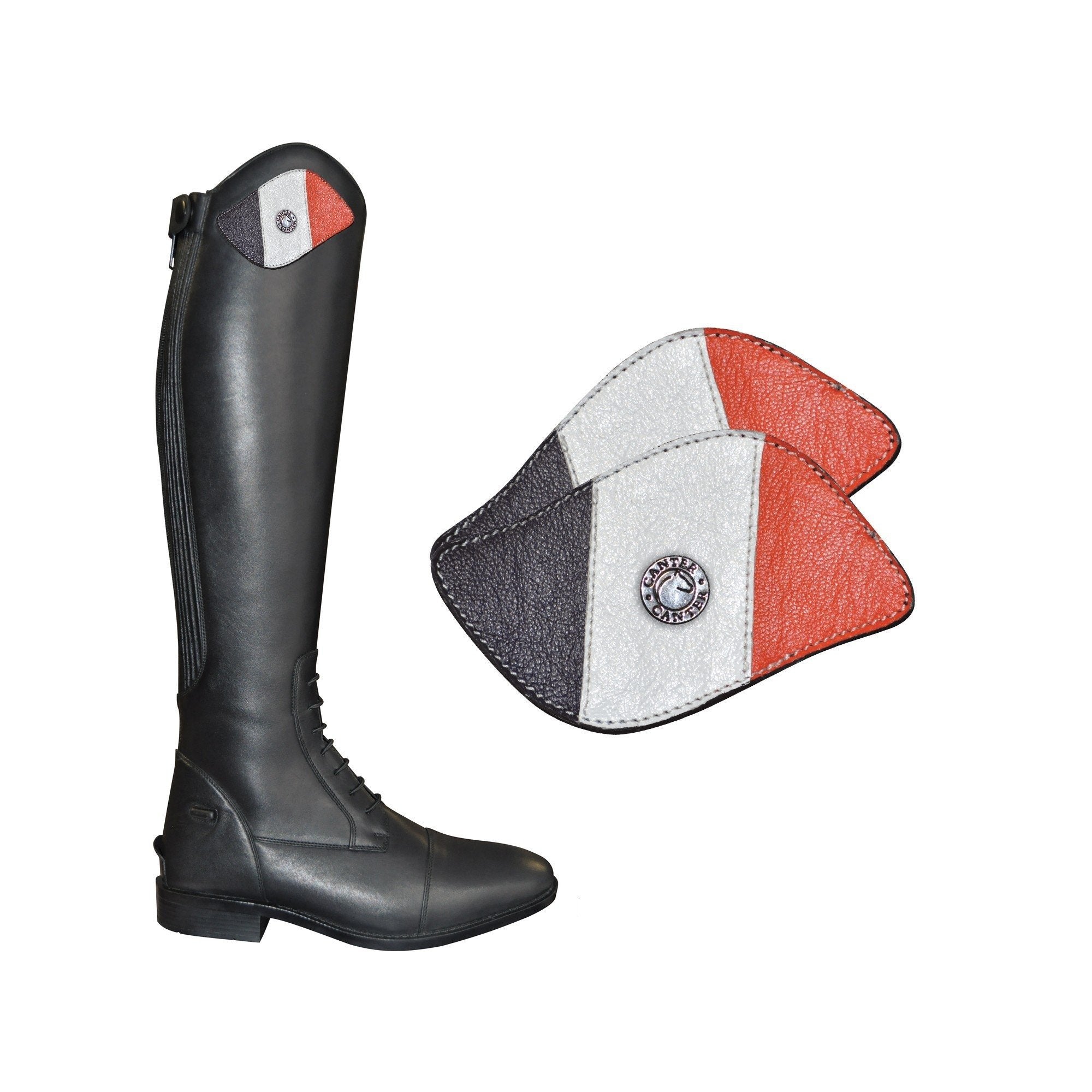 Empiècements Canter pour les bottes Pratoni en cuir tricolore