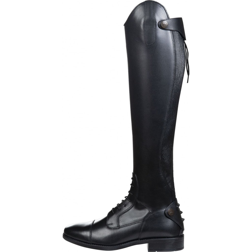 Bottes d'équitation en cuir lisse pour cavalières HKM Latinium Style tour de mollet jusqu'à 46,5 cms