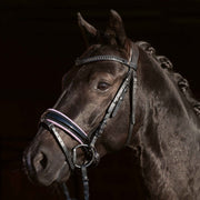 Bridon pour poneys et chevaux HKM Sofia noir doublé lilas