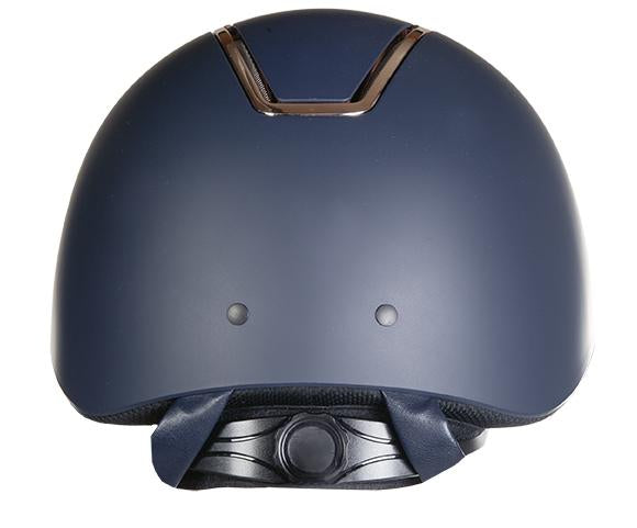 Casque d'équitation pour enfants et adultes HKM Lady Shield marine avec liseré rose gold arrière