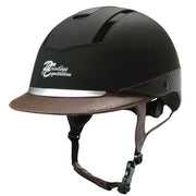 Profil du casque Privilège Equitation Confort noir avec visière marron