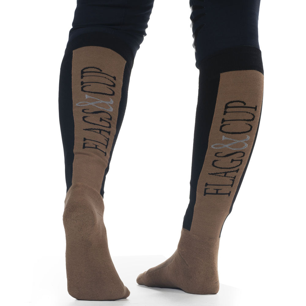 Chaussettes hautes d'équitation pour cavaliers du 36 au 44 Flags and Cup Nanaimo noir/camel