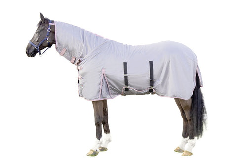 Chemise anti-mouches pour poneys et chevaux HKM Aqua gris et rose