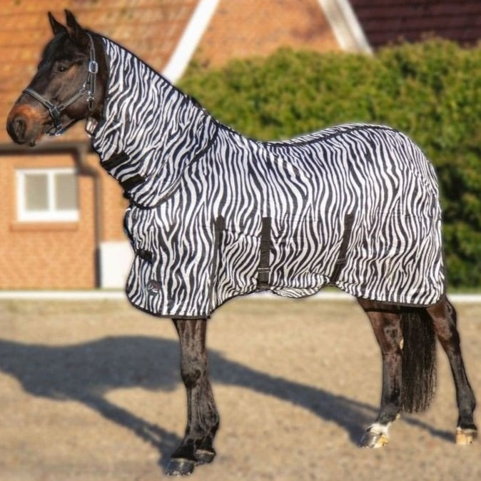 Chemise anti-mouches pour poneys et chevaux HKM Zebra avec cou amovible