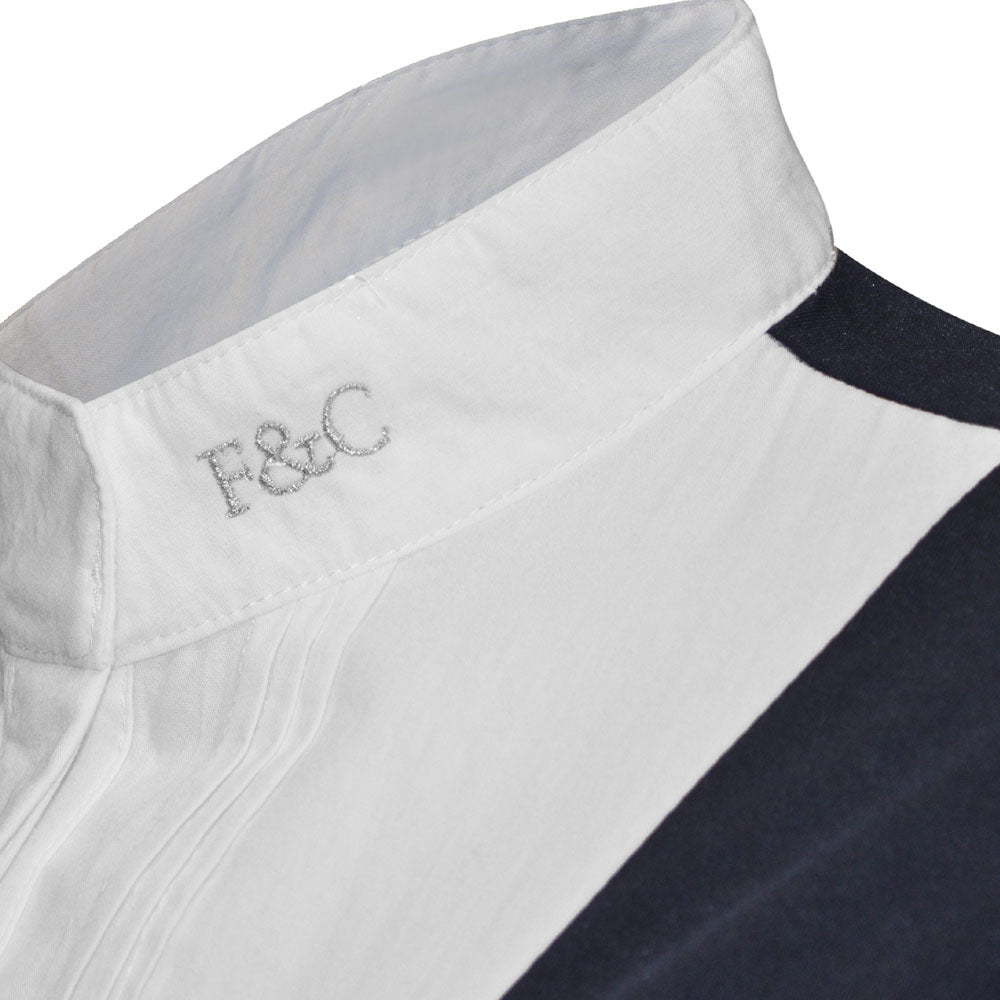 Chemise de concours pour cavalières Flags&Cup Diamantina manches longues marine détail col