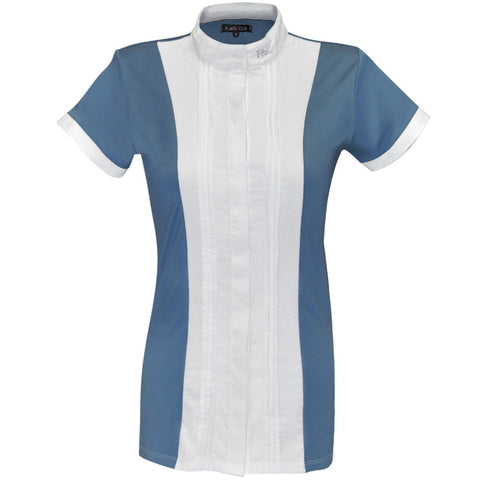 Chemise de concours pour cavalières Flags&Cup Diamantina à manches courtes bleue