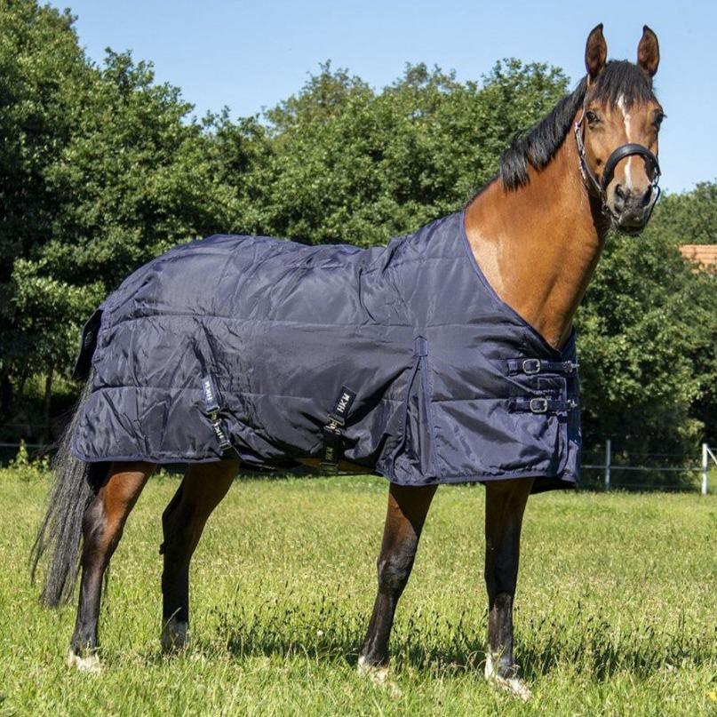 Couverture de box 340 grs pour poneys et chevaux HKM Classic marine