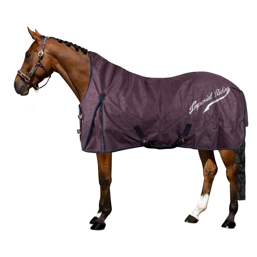 Couverture imperméable pour poneys et chevaux Imperial Riding Super Dry 400 grammes bordeaux