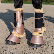 Cloches et guêtres de dressage doublées mouton synthétique pour poneys et chevaux HKM Comfort Premium rosegold