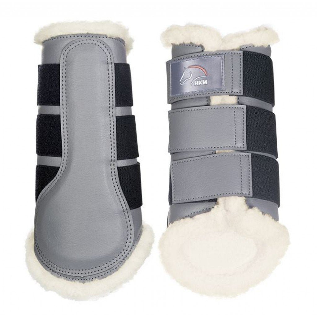 Guêtres de dressage pour poneys et chevaux HKM Comfort gris