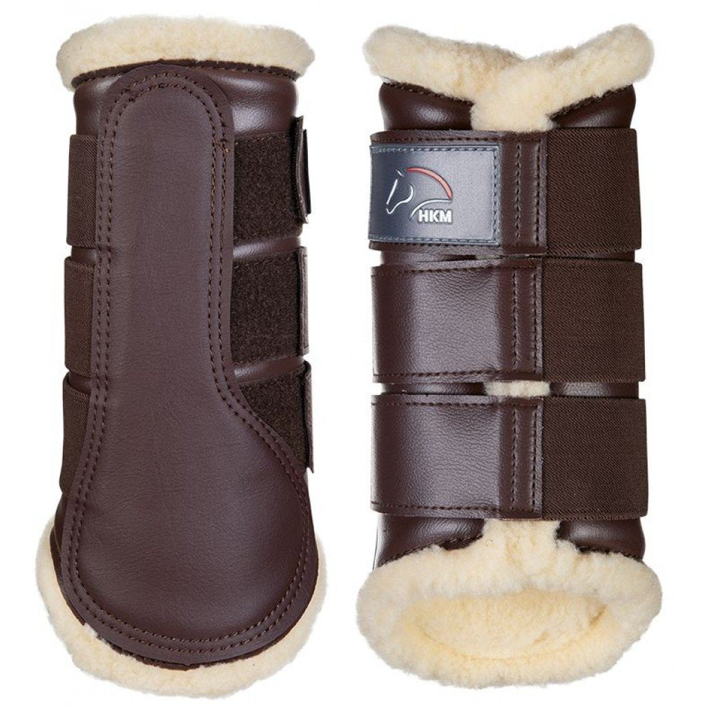 Guêtres de dressage pour poneys et chevaux HKM Comfort marron