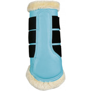 Guêtres de dressage doublées mouton synthétique pour poneys et chevaux HKM Comfort Premium turquoise