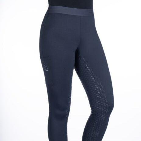 Legging d'équitation pour cavalières du 32 au 46 HKM Bella full grip marine