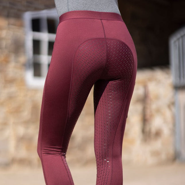 Legging d'équitation pour cavalières du 32 au 46 HKM Bella full grip rouge cerise