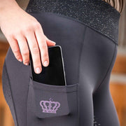 Legging d'équitation pour femme du 32 au 46 HKM Lavender Bay full grip noir