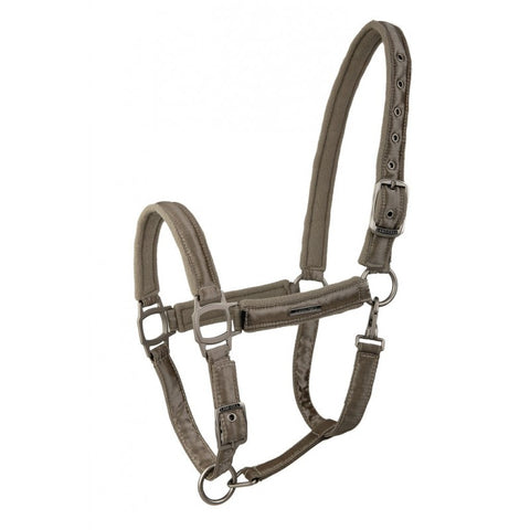 Licol en tissu satiné doublé polaire pour chevaux Lami-Cell Aurora champagne
